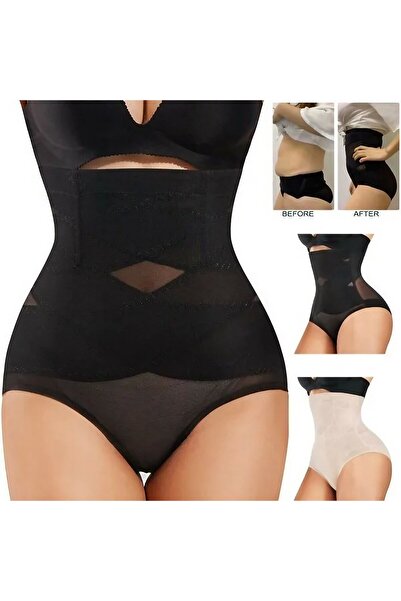 Flippy Abdomen Shapewear with High Waist and Corset, Black, Push-Up, Size M