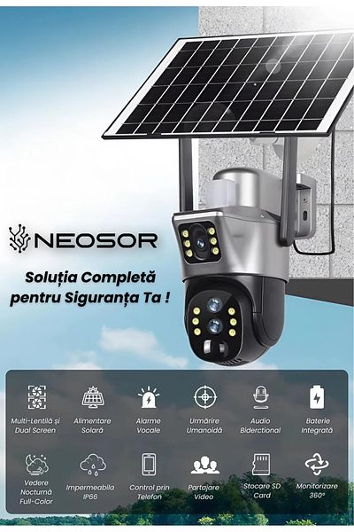 NEOSOR 4+4MP WiFi Surveillance Camera, Human Detection, Nightvision, 10X Zoom, SD Storage