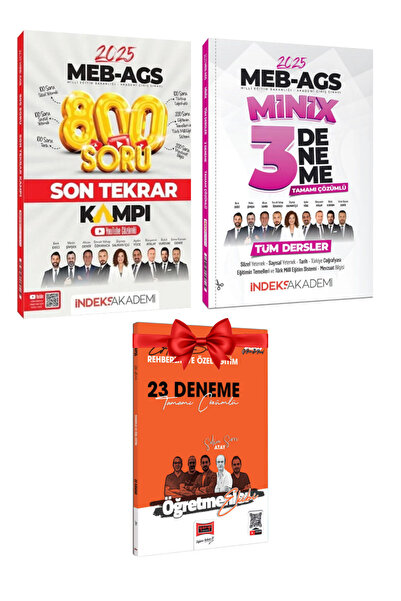 İndeks Akademi 2025 MEB AGS 800 Soru Son Tekrar Kampı+ Minix 3 Deneme+ Hediye
