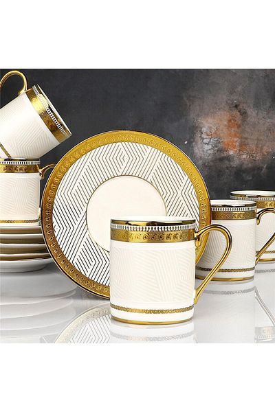 Kosova Züccaciye Kosova Rsy-224 90Cc 6 Piece Porcelain Coffee Cup Set