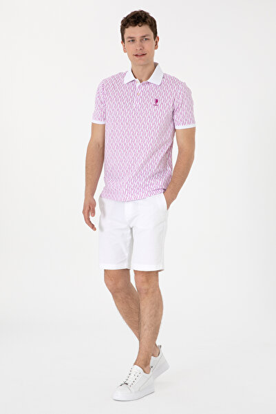 U.S. Polo Assn. Férfi normál szabású póló nyakú lila mintás póló 50311944-VR037