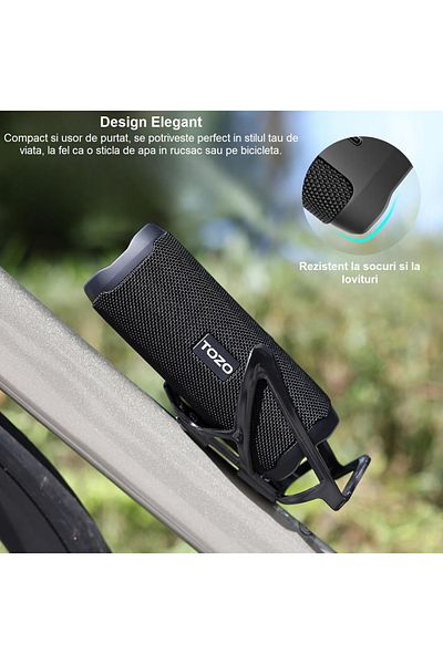 Smart Vibe Wireless Portable Speaker TOZO® PA2 Surround 360° Reality, Dual Driver, 20W, Autonomy 25h, Black