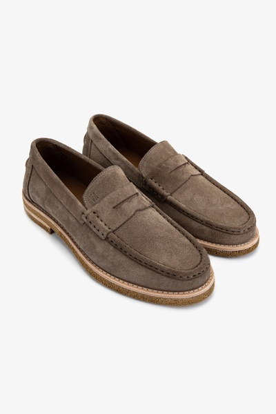 Valmenti Erkek Deri Bej Süet Loafer Ayakkabı