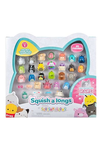 Squishmallows مجموعة اسفنجية طويلة 25 مجسم + حلقات السلسلة 1 AL0033