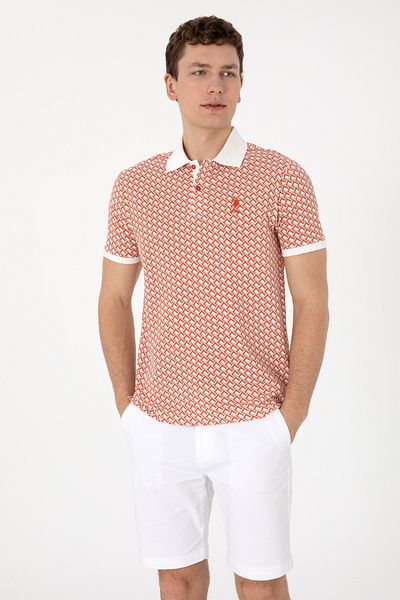 U.S. Polo Assn. Men's Regular Fit Polo Neck Powder Patterned T-Shirt 50311937-Vr042