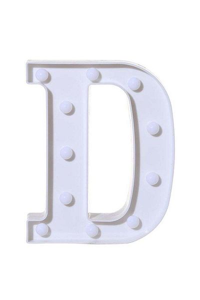 Voberry Alphabet LED Letter Lights Light Up Plastic Letters Standing Hanging D White 22X18X4.5cm