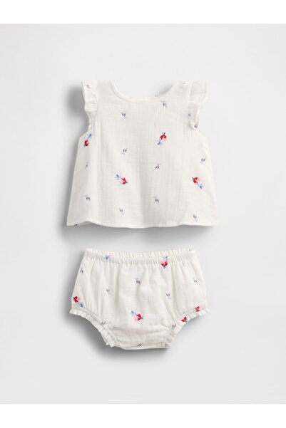 GAP Bebek Beyaz Crinkle Gauze Outfit Set