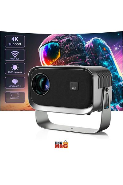 Linomag ® Led Projector Full Hd, 150 Ansi, 2000:1, Wifi, Bt, Hdmi/av/usb, Dark Ash Silver