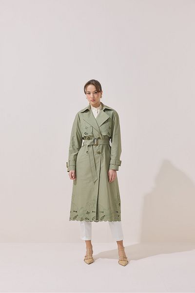 NUR KALAY COLLECTION Embroidered Premium Trench Coat