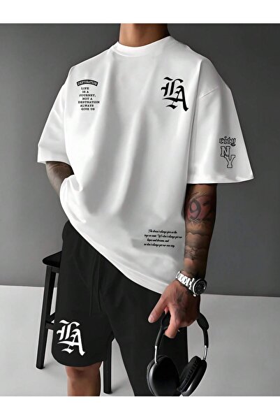 ACTIVE MODA -Men's Short Sleeve Cotton Printed Tshirt-Shorts Set of 2