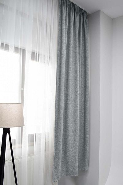 birizmoda Castello Patterned Extrafor Gathered Seamless Background Curtain - Light Gray