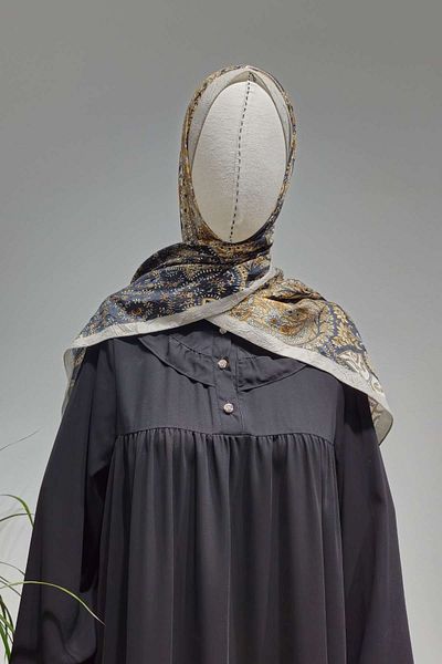 Robaya Tesettür Afra Sapphire Silk Fabric Robe Hijab Dress