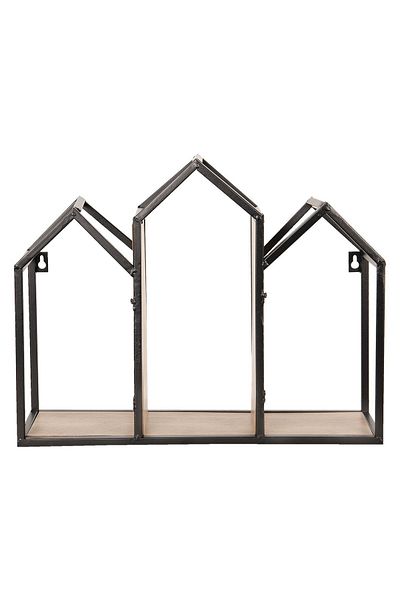 Clayre & Eef Raft de perete cu rafturi din lemn și cadru din fier maro 46 cm x 14 cm x 36 h