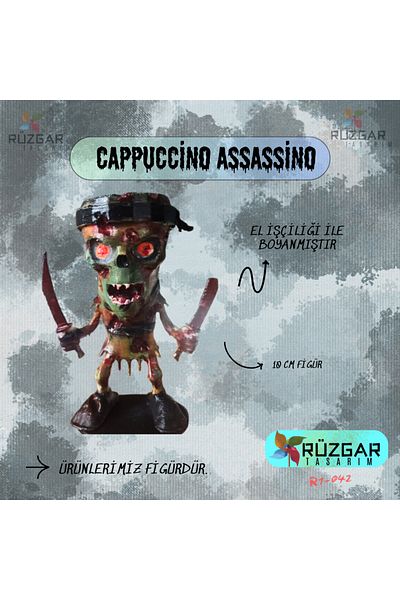 Rüzgar Tasarım Cappuccino Assassin Zombie 12 cm Figure - Zombies Brainrot Tung Tung Tung Sahur Character