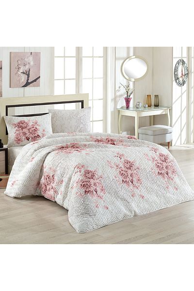 Kristal By Taç Crystal Floral Four Seasons Quilted Single Quilt Can Be Placed Duvet Cover Set