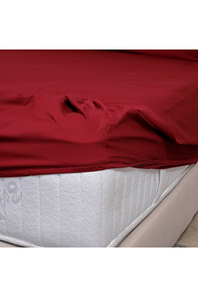 SONNO Home Luxury Fitted Sheet Maroon Set in 100% Egyptian Cotton, 250 TC, 200 x 200 cm with 2 Pillowcases