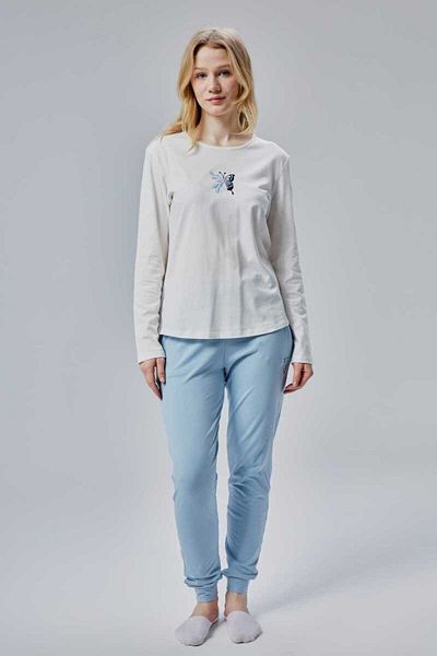 DOSXX Fly Combed Cotton Lycra Women's Long Sleeve Pajama Set