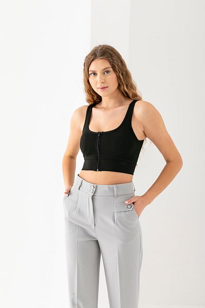 VUNTAL Diver Zippered Padded Bustier Crop