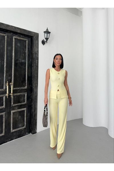 Cistern İstanbul Women's Sun Button Pants Bottom Top Set