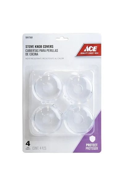 ACE Child Proof Stove Knob Covers Pack (Clear, 4 Pc.)
