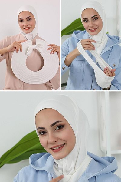 Aisha's Design 3-Piece Plug-In Bonnet, Visor and Hat Set Hijab, St-1P