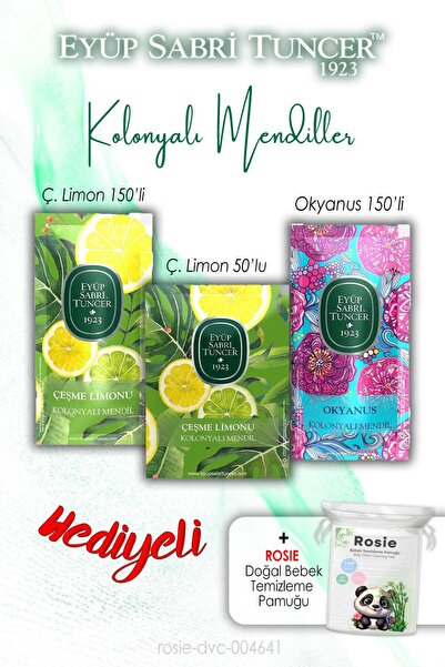Eyüp Sabri Tuncer Okyanus 150'li, Çeşme Limon 150 ve 50'li Kolonyalı Mendil v...