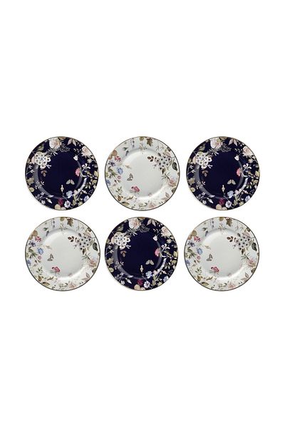 Lucky Art Luckyart Fleurisse Bone 20cm Set of 6 Plates