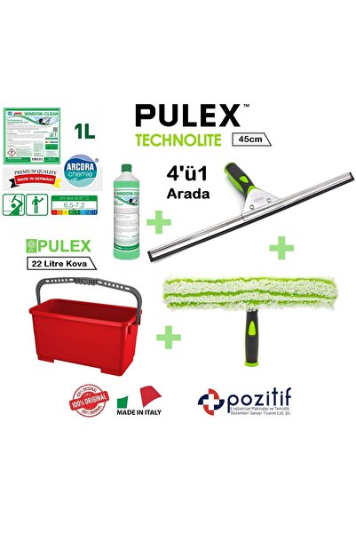 pulex Profesyonel Ev ve İş yeri Cam Tem. Seti - 45cm Technolite Camçek + Pelu...