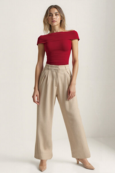 Vitrin Πλισέ παντελόνι Palazzo με λεπτομέρεια με σφιγκτήρα