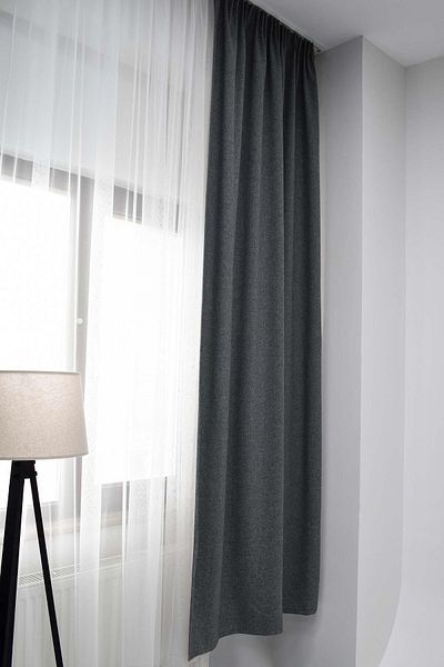 birizmoda Castello Patterned Extrafor Gathered Seamless Background Curtain - Anthracite Gray