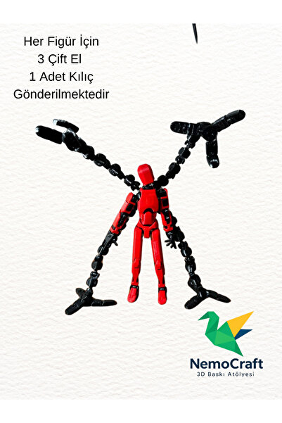 NemoCraft Lucky 13 Oynar Eklemli Robot Figür Dumy Oyuncak ve Mekanik Kol Ekle...
