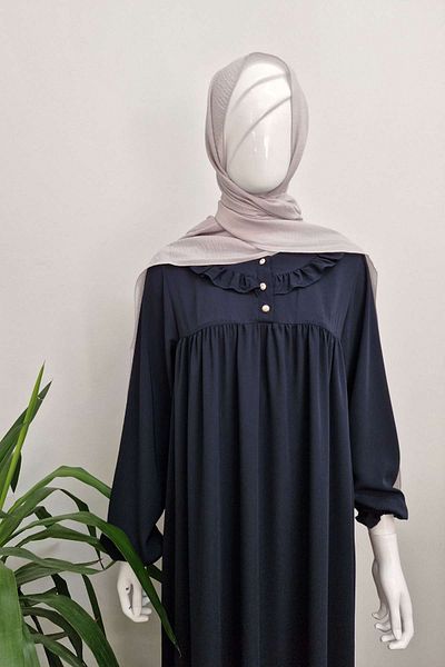 Robaya Tesettür Afra Sapphire Silk Fabric Robe Hijab Dress