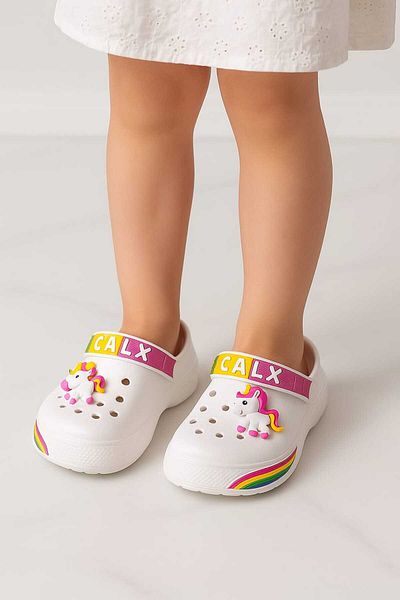 gigigiyim Unicorn Detailed Girls' Sandals-Flip Flops White