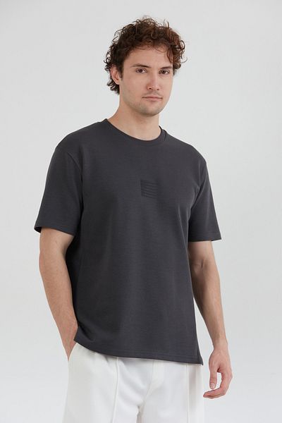 Fulla Moda Μπλουζάκι Basic Emboss με χοντρό χτενισμένο βαμβακερό μπλουζάκι