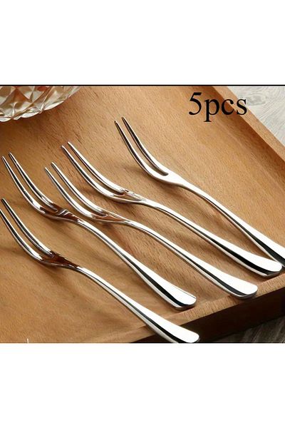 RADGX 5 Pieces Fruit Forks, Cheese Forks, 2 Toothed Fruit Forks