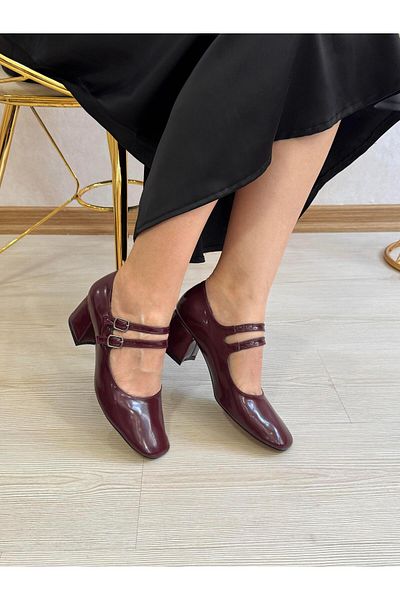 DERİ KABUSU Women's Heeled Shoes with Closed Front Belt 894