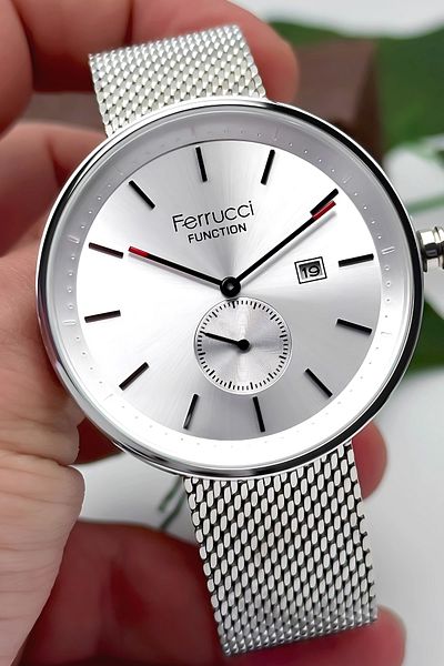 Ferrucci 3Atm Water Resistant Men's Wrist Watch, Steel Band & Special Design, Silver Sdfer161