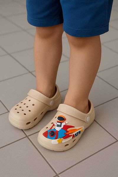gigigiyim Rocket Printed Boys Sandals-Slippers Beige