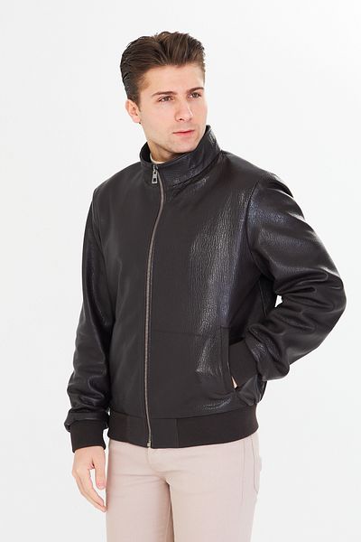 By Marki Marki Men's Dark Brown Genuine Jumbo Leather Jacket – Stand Collar, Zippered, Lined, 67 Cm- 502522