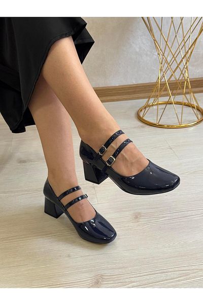 DERİ KABUSU Women's Heeled Shoes with Closed Front Belt 894