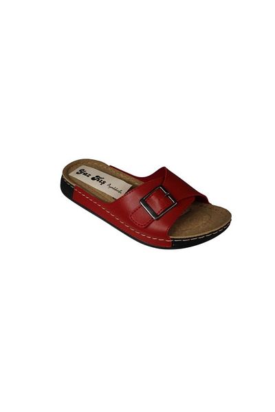 Yaz Kış Ayakkabı Yazkiş Women's Black Cream Red Single Strap Buckle Soft Comfort Sole Slippers