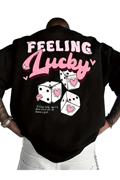 GALASHOP تي شيرت رجالي كاجوال "Feel Lucky" على شكل نرد كرتوني
