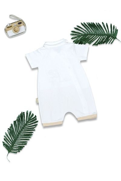 Nehad Bebe Baby Boy Summer Cotton Jumpsuit Teddy Bear Embroidery Embroidered