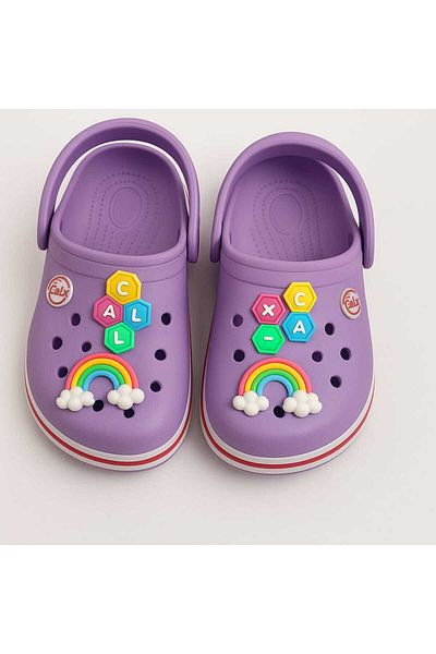gigigiyim Rainbow Printed Κοριτσίστικα Σανδάλια-Παντόφλες Μωβ