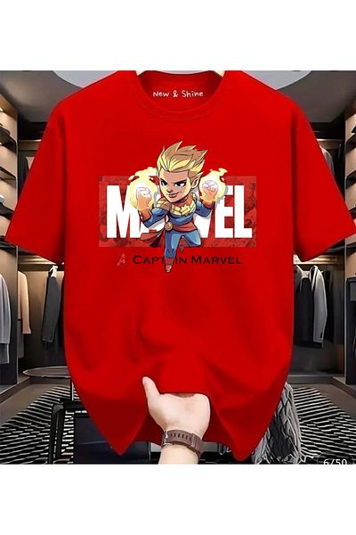 New Shine 1 T-Shirt Is a Gift for Purchases of 6 or More in the Cart - Super Hero Captain Printed Oversize T-Shirt