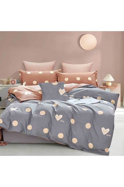 Five Store Double bed linen with elastic cover, Artik, ranforce cotton, multicolor, 4 pieces