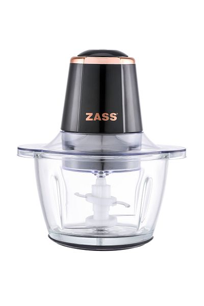 Zass Mașină de tocat Zass ZCH 21 Rose Gold, 300 W, capacitate 750 ml, 4 lame, bol din sticlă, negru