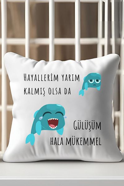 qoeuyl boutique My Smile Is Still Perfect Printed Fun Gift Fiber Filled Satin Decorative Mini Pillow