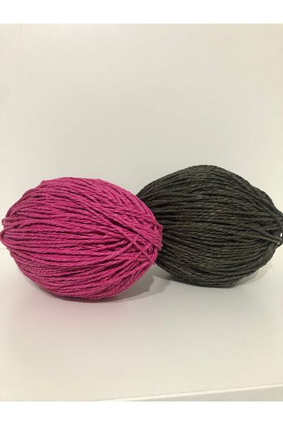 Selen Paper String Fuchsia 100Gr+ Anthracite 75Gr Hand Knitting String