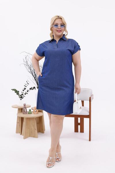 Siyezen Plus Size Lyocell Jean Fabric Dress